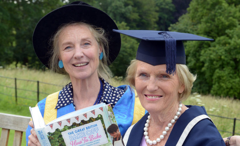 Former Vice-Chancellor Christina Slade with Mary Berry