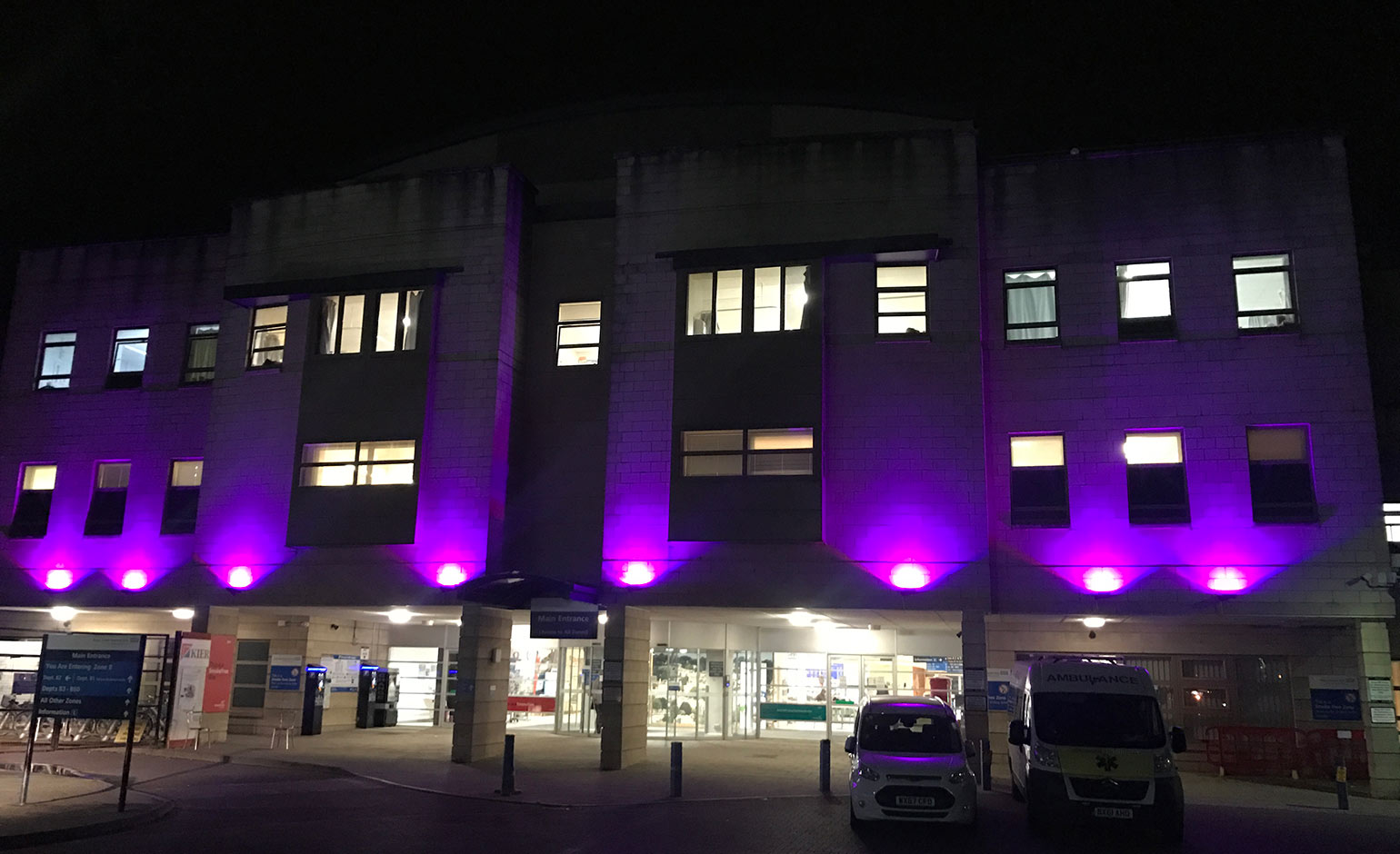 Bath's Royal United Hospital lit up purple to support World Prematurity Day Bath Echo