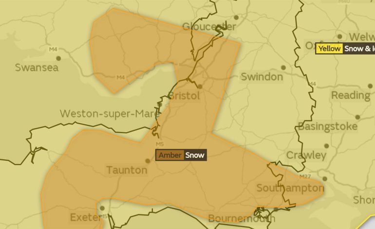 Met Office issues amber 'risk to life' heavy snow warning for the Bath area