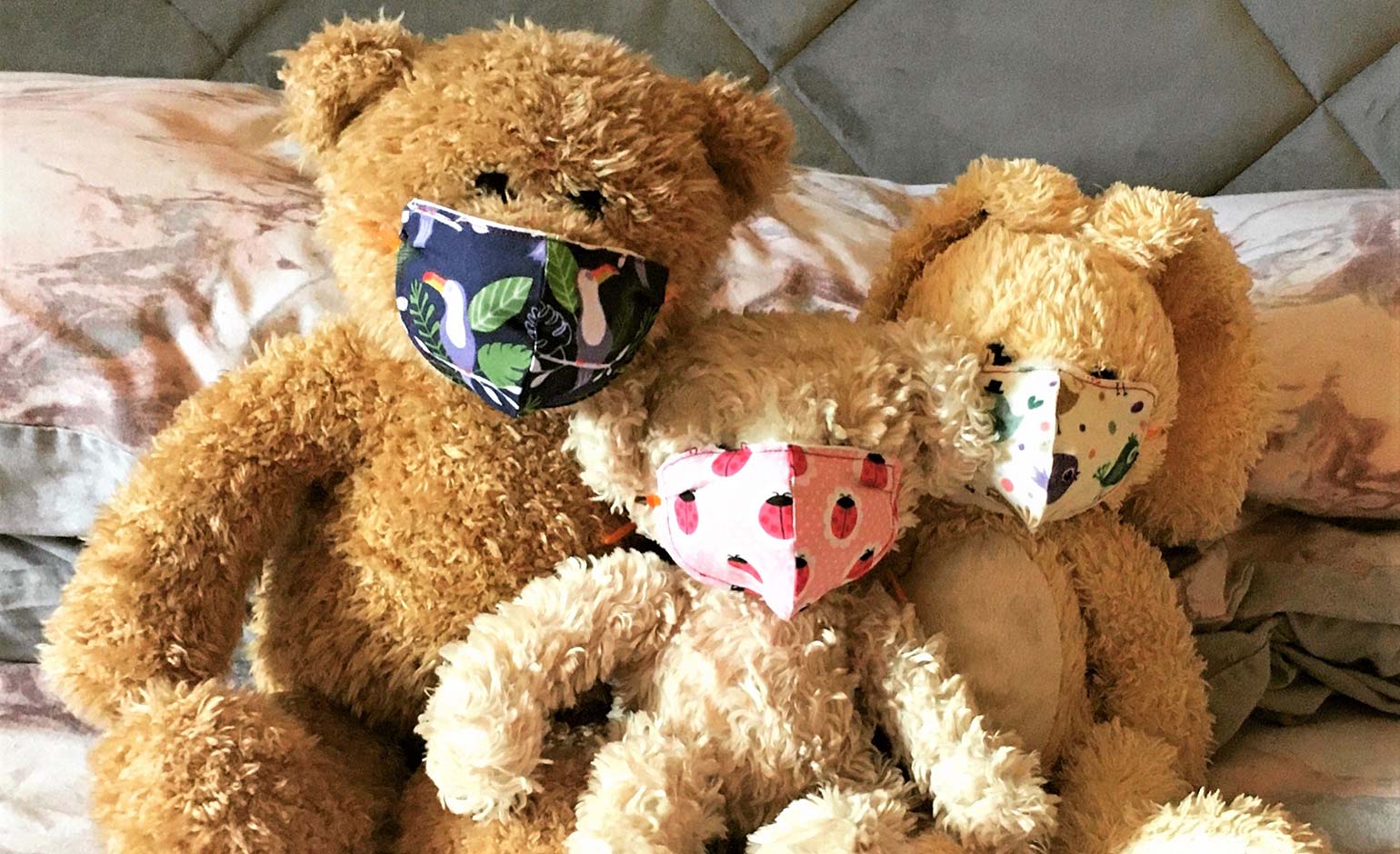 Students design teddy bear face masks to help combat anxiety in