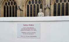 Historic city centre statue is cordoned off for repairs after damage