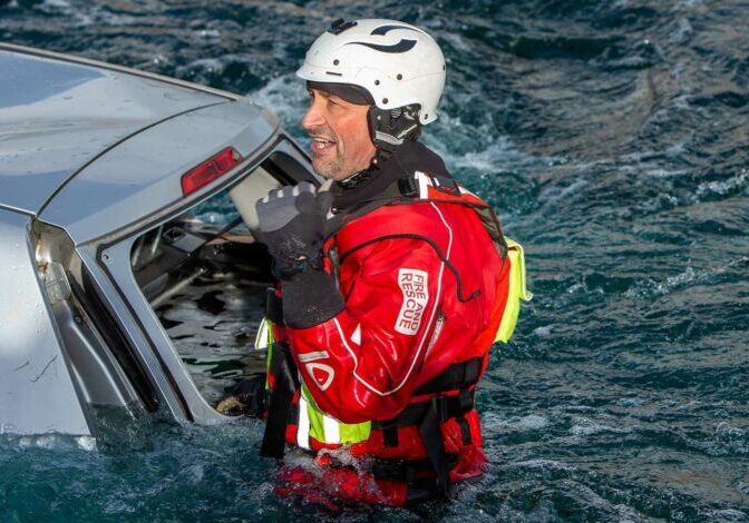 A firefighter during water safety training | Photo © AF&RS